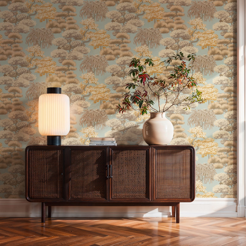 Havana 2 Collection Tree Tops Wallpaper Roll, Brown/Green