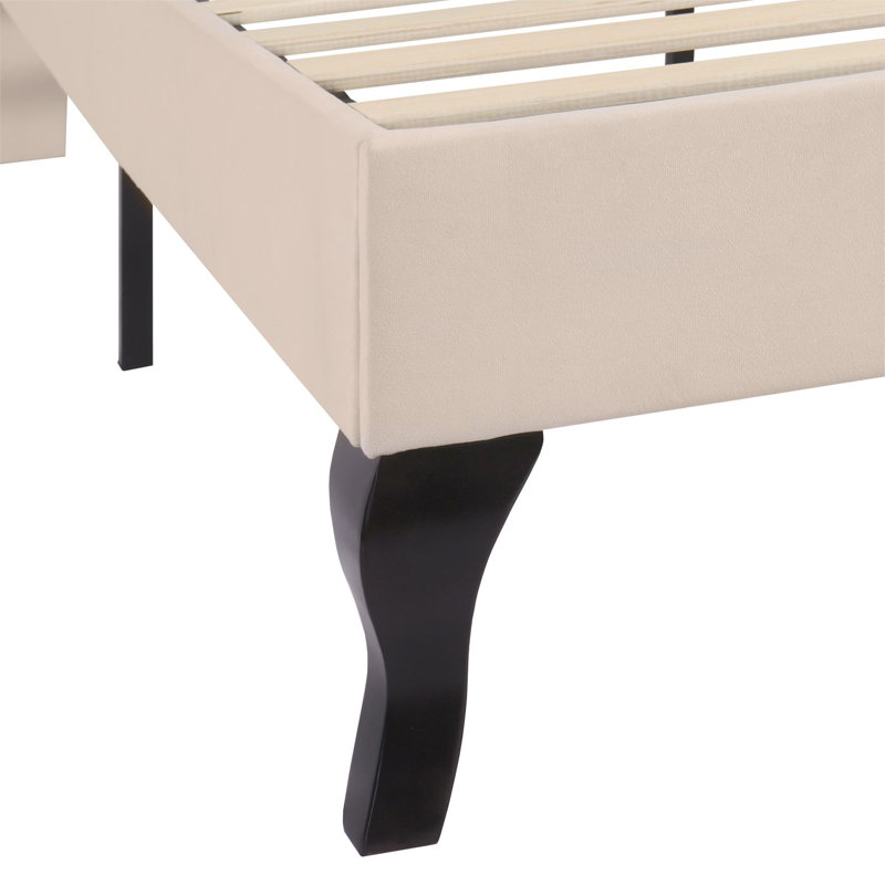 Ince Upholstered UK Double - DE 135 X 190 Cm Bed, Beige