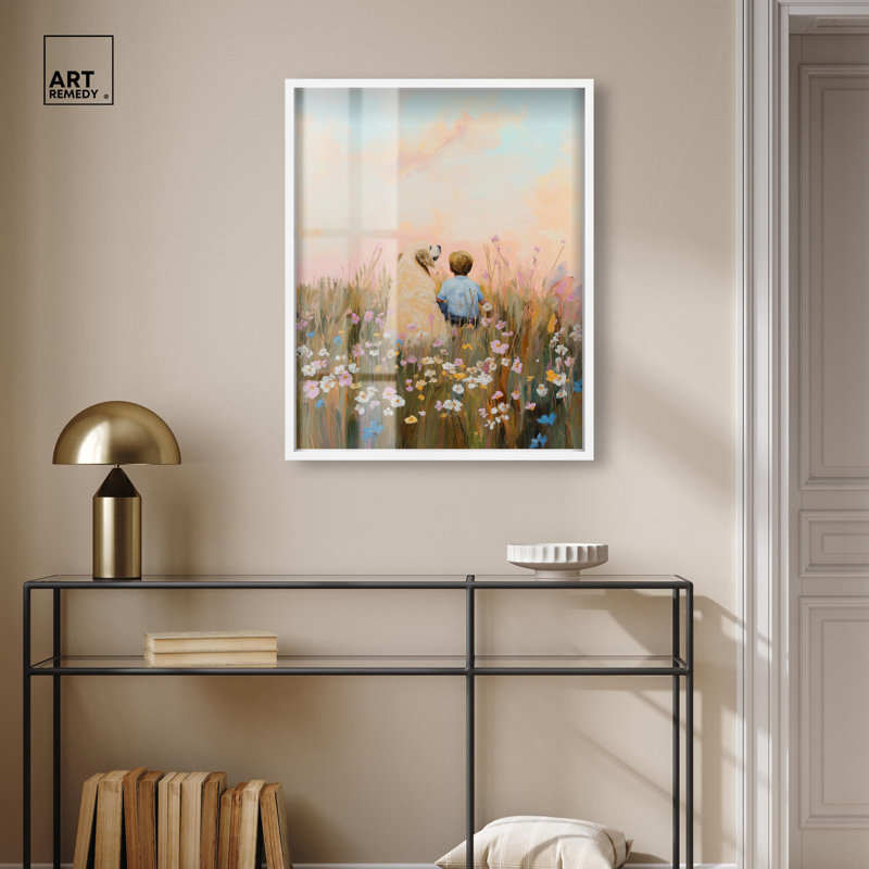 «Sunset Companions Shadowbox Print» par Art Remedy, H 31 po x l 25 po, Blanc