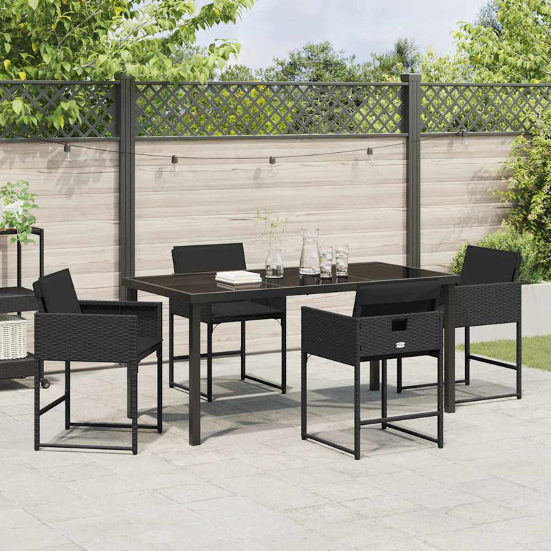 4 - Person Patio Dining Set with, Black, Black