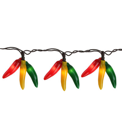 3Chili Pepper Clusters String Light Set 7.5ft Brown Wire