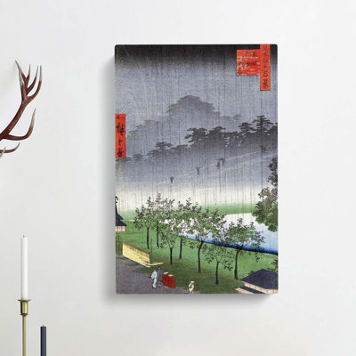 Evening Rain in Akasaka by Utagawa Hiroshige - Wrapped Canvas
