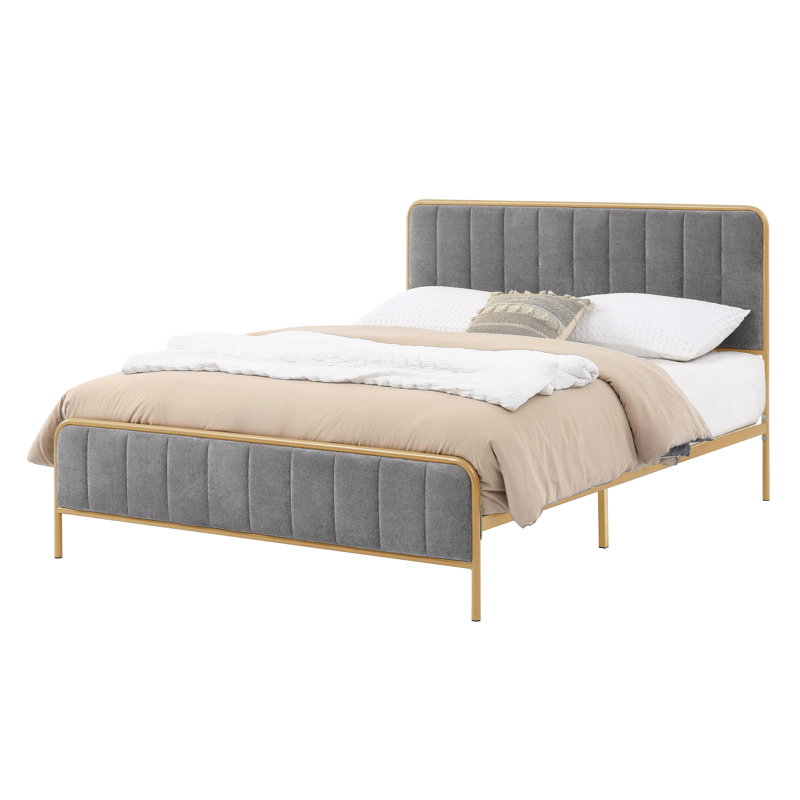 Structure de lit tapissier pour grand lit, Gris