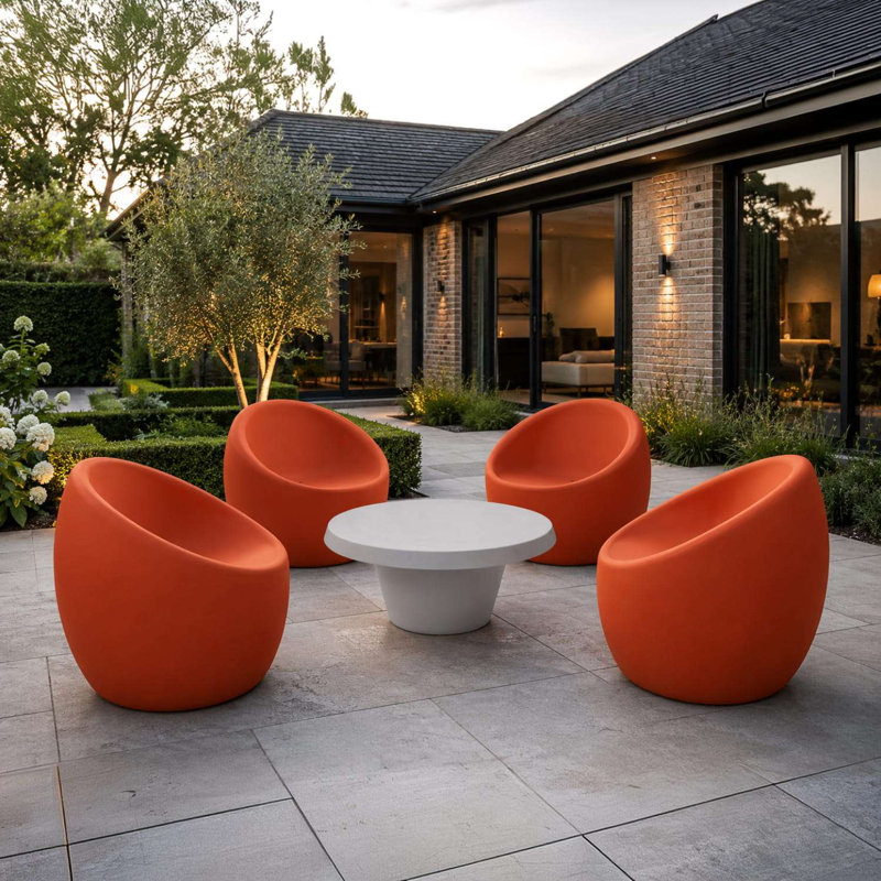 Tramontina Oca 5 Pcs. Polyethylene Lounge Set, Orange, Grey