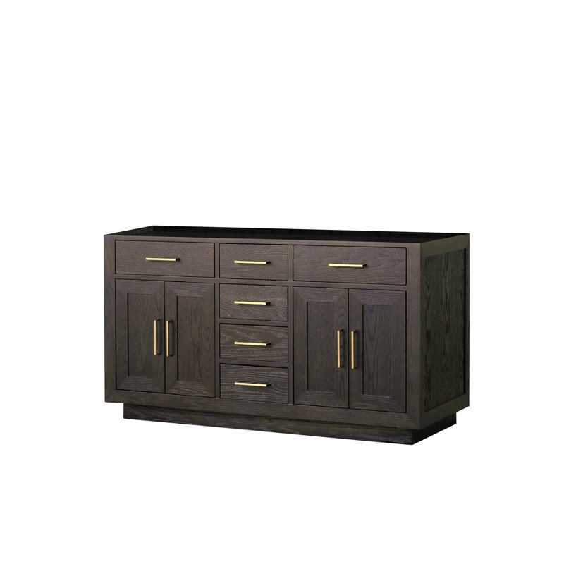 Oak Double Bath Vanity 60 In. W X 22 In. D, Gold, Brown