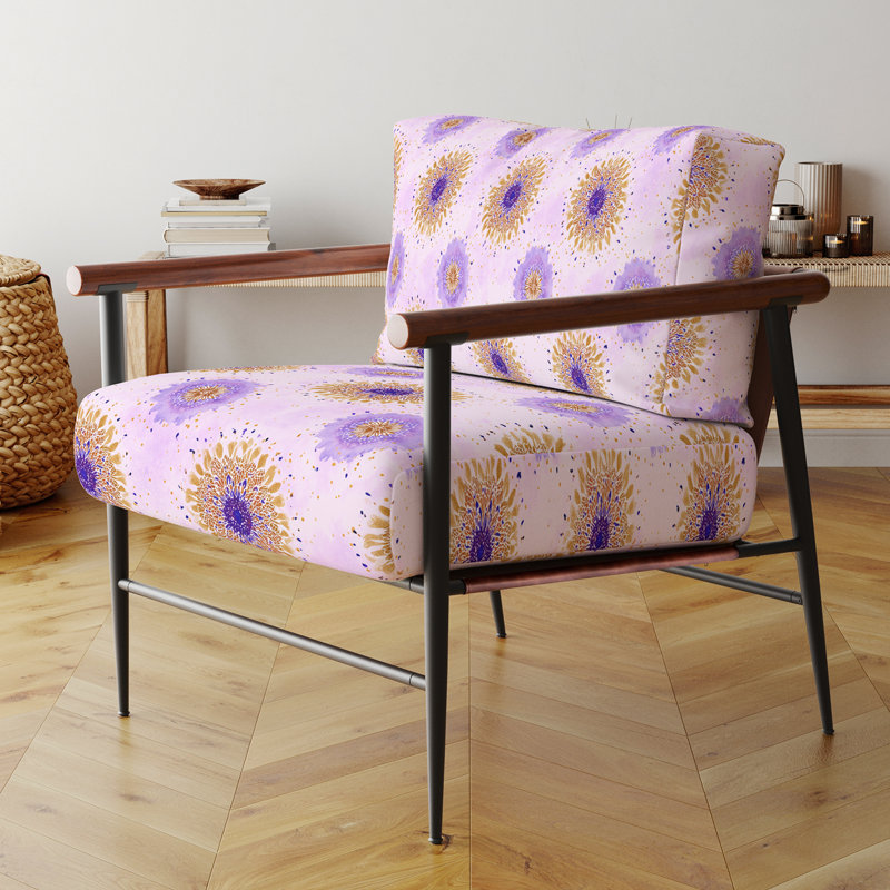 Fauteuil d'appoint abstrait - fauteuil boho mandala, Accoudoirs ronds