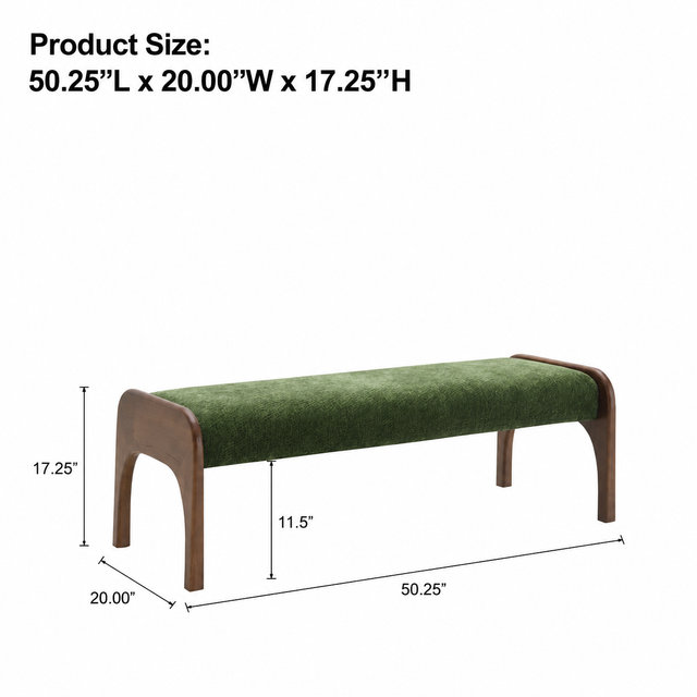 Banc rembourré long, banc de siège polyvalent moderne avec revêtement en tissu doux et respirant et pieds en bois massif durable