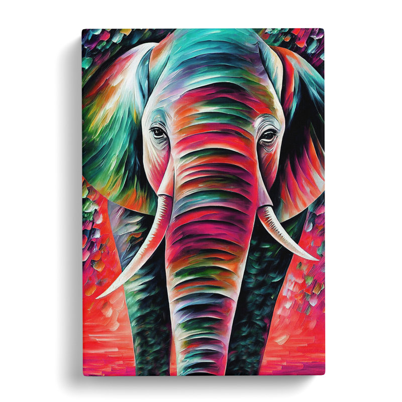 XC1022-1563X Colourful Elephant No.1 - Wrapped Canvas Print, 60cm H x 40cm W x 3cm D