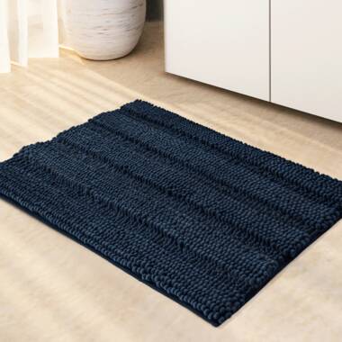 Joaquin Bath Rug Sand & Stable Color: Navy, Size: 20 W x 32 L