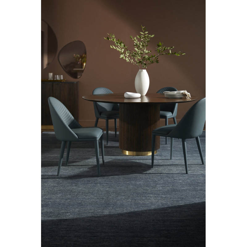 Rylee Modern Dining Table, Black/Gold, Brown