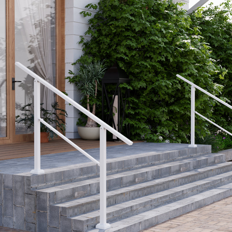 Rampes à main pour les marches extérieures, rampe d'escalier à 4 ou 5 marches pour l'extérieur, rampes pour 5 marches pour l'extérieur, blanc, paquet de 2