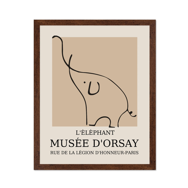 Picasso - Éléphant, Affiche, H 18 po x l 24 po, Encadrement brun