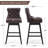 Swivel Bar Stools Set of 4, PU Leather Bar Chairs with Button Tufted Front and Ring Pull Back, 30" Bar Height Stools with Solid Wood Legs for Kitchen Island or Bar, Brown-1995099757-1995099756
