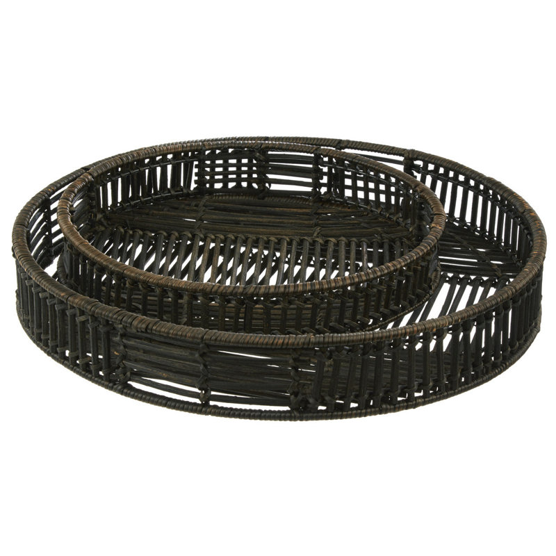 Eicher Wicker Tray - Set of 2, Black