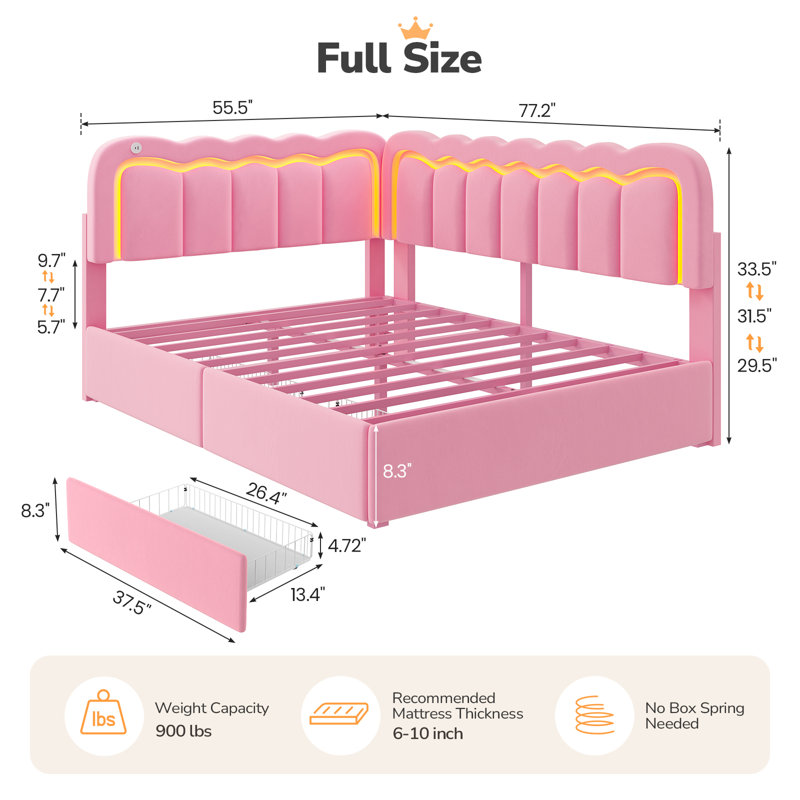 Lit de jour en fer, Taille standard, Rose