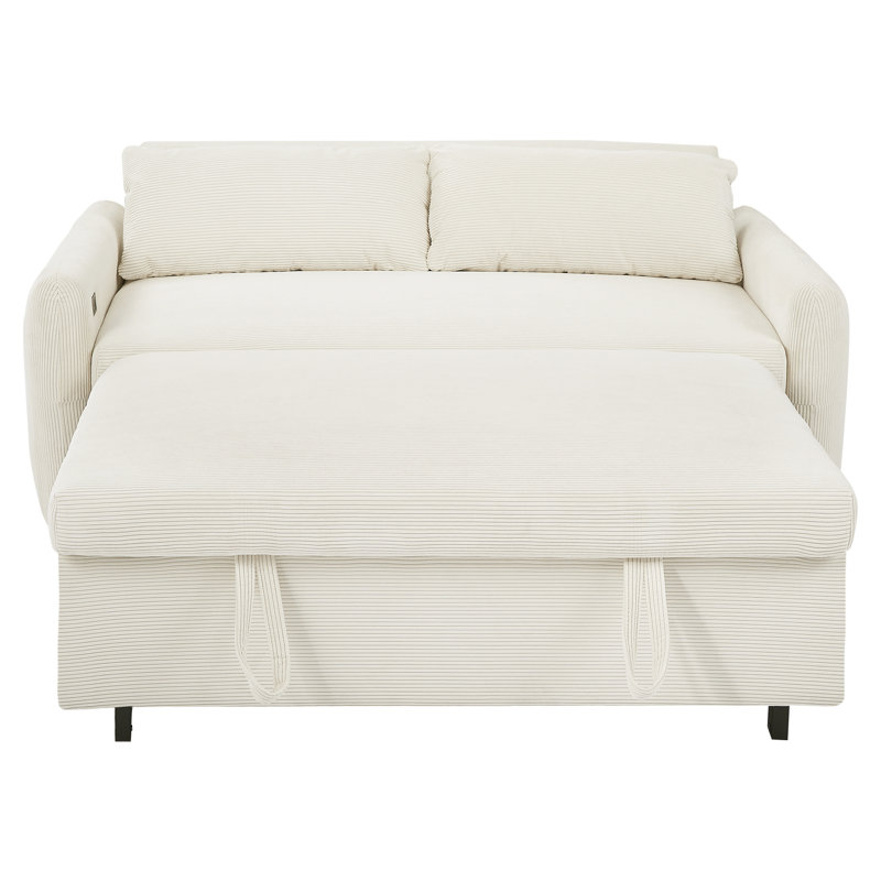Canapé-lit beige avec pieds stables et tissu réglable à 3 angles