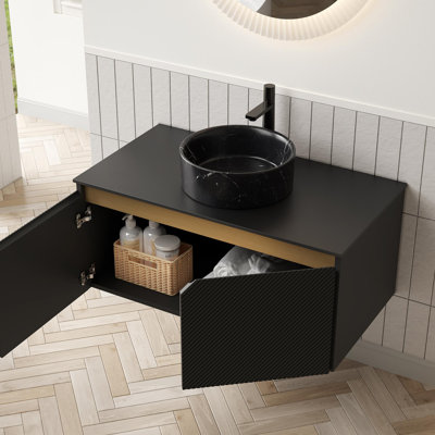 Meuble-lavabo artistique avec symétrie diagonale