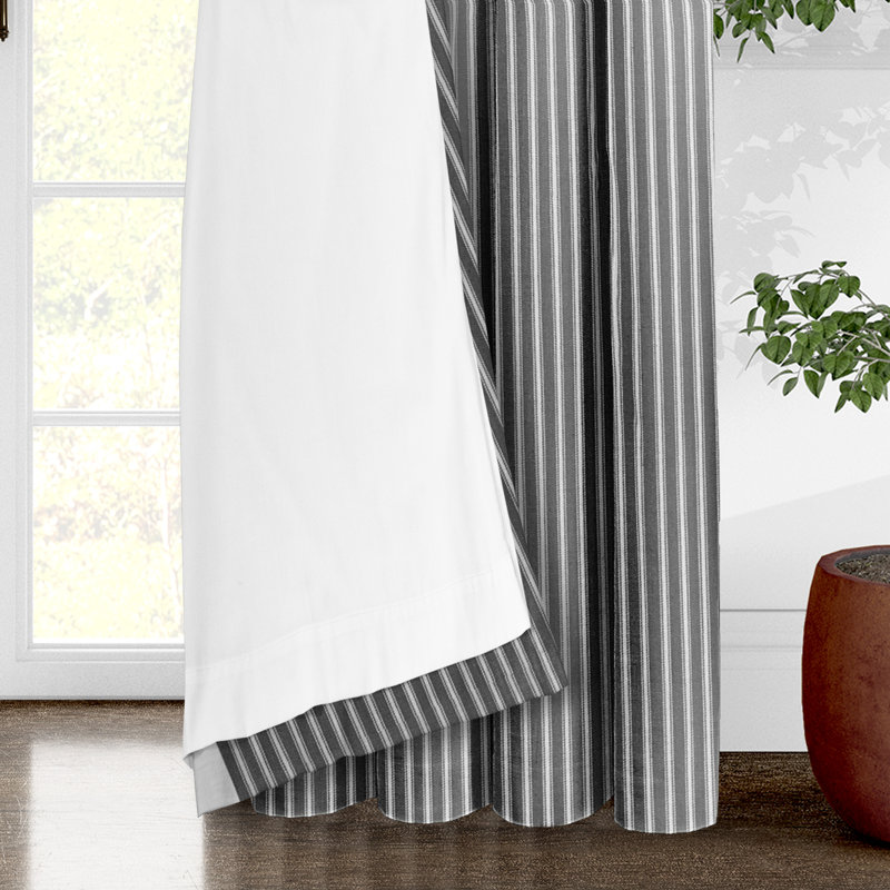 Walker Stripe Pinch Pleat Drapery Panel Room Darkening Curtain Pair (Set of 2), Iron, 20" W x 108" L