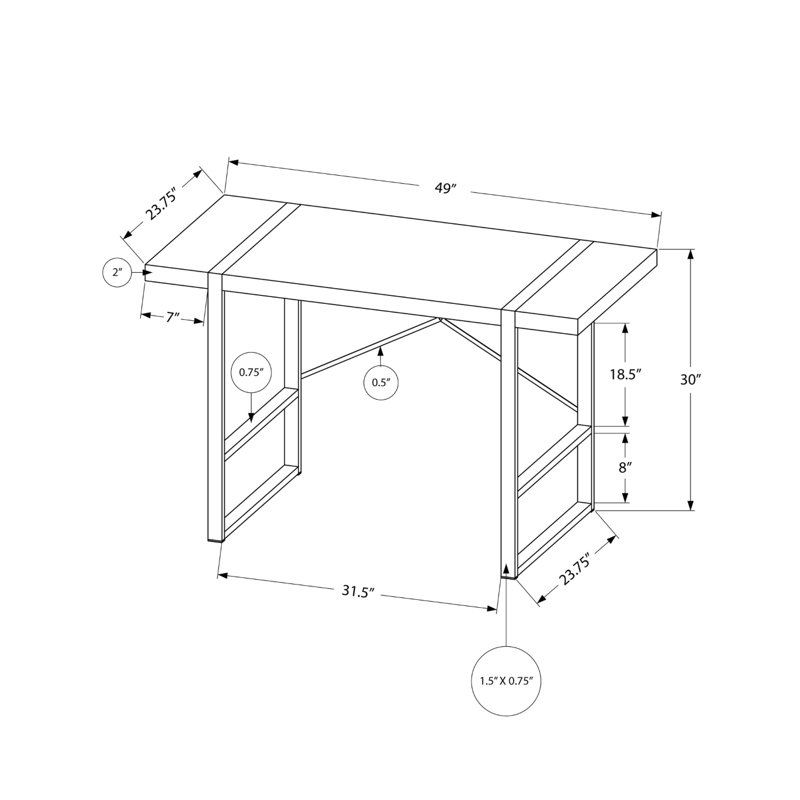 Modern Executive 49" White & Black Metal Computer Desk with Drawer