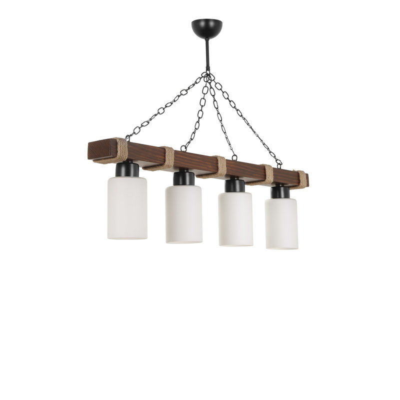 Luminaire suspendu pour îlot de cuisine à 4 lumières avec accents en fer forgé Theron