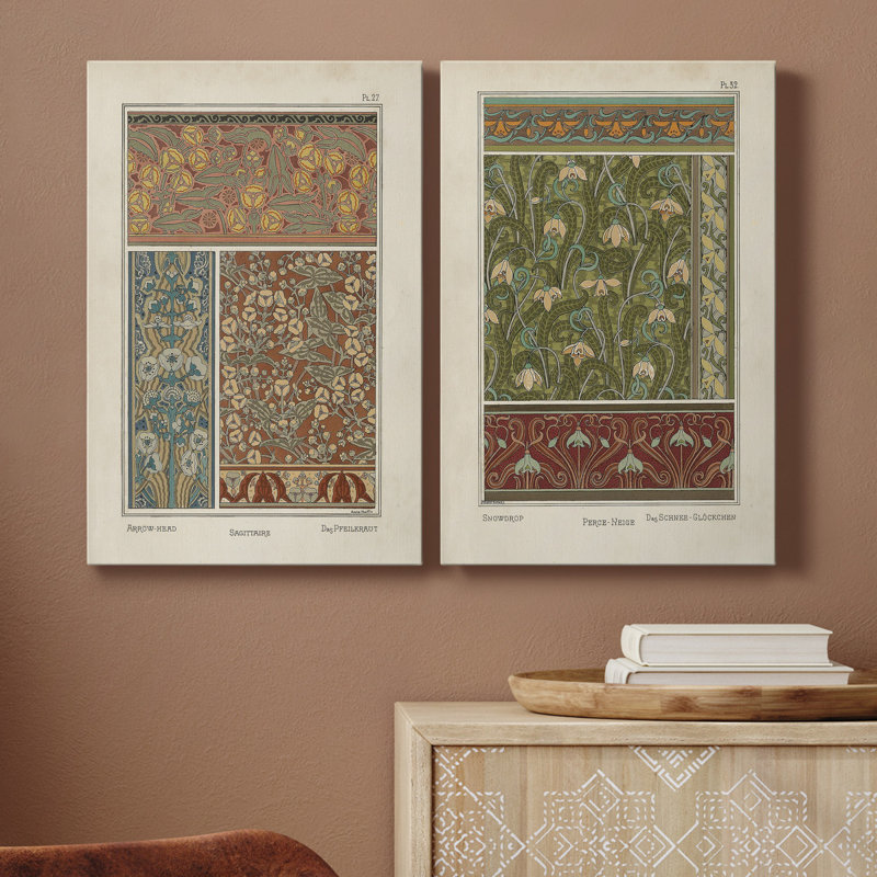 Toile tendue avec châssis de qualité supérieure Nouveau Decorative II - prête à être accrochée, H 27 po x l 32 po x P 1 po