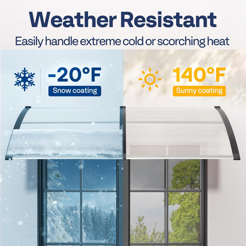 Polycarbonate Transparent Window Door Awning Spliced Canopy, 11" H x 39.4" W x 38" D