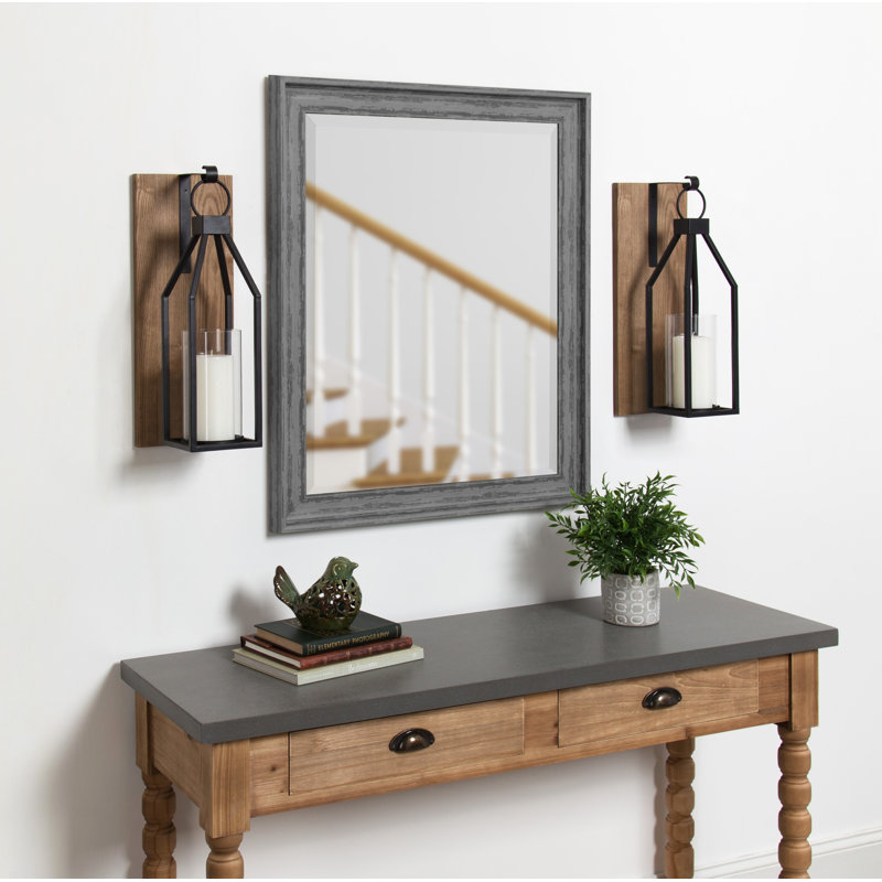 18.75" Metal/Wood/Glass Wall Sconce, Rustic Brown
