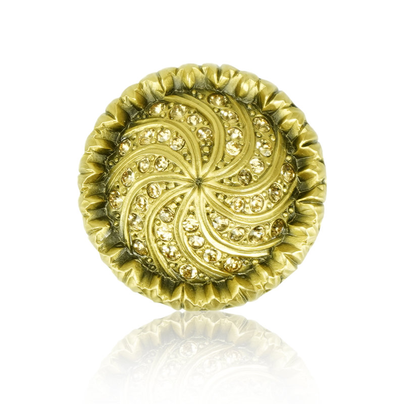 FONTAINEBLEAU KNOB; CLEAR CRYSTAL , Gold