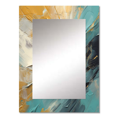 Wiechmann Joy of Peace Abstract Light Blue Gold Painting - Abstract Painting Mirror, Modern Decorative Wall Mirror, Printed Metal Art