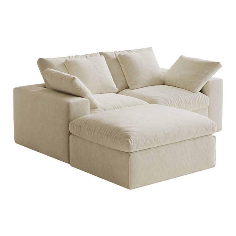 Canapé modulaire modulaire, 3 sièges, canapé modulaire compressé de style minimaliste moderne, canapé-lit pour le salon, canapé confortable avec canapé et repose-pieds, blanc