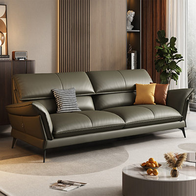 Green Genuine Leather Standard Sofa cushion couch