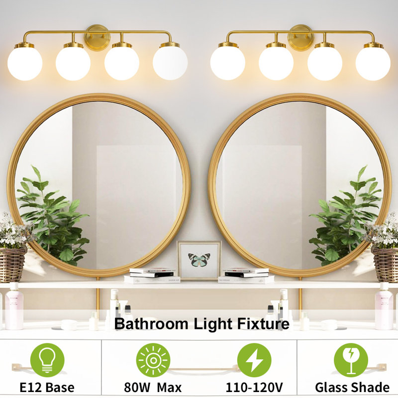 Jaxon Dimmable Vanity Light, Bulbs not Included, 4, Gold