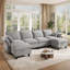 Canapé modulaire surdimensionné de 143 po avec repose-pieds, coussins en duvet et sièges profonds avec housses de coussin lavables amovibles, assemblage facile sans outils, accoudoirs en pétales pour le salon, tissu chenille-2050242151