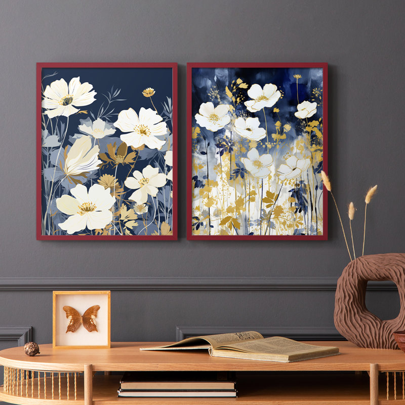 FLORAL Series CCCLLXVI-Impression encadrée de qualité supérieure - prête à être accrochée - aucun clou requis - aucun clou requis