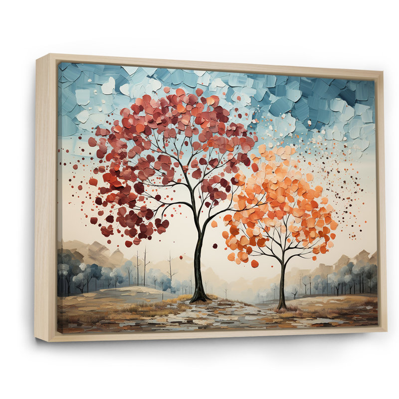 «Mute Tone Maple Trees Collage II», reproduction sur toile, Cadre flottant naturel, H 12 po x l 20 po x P 1 po