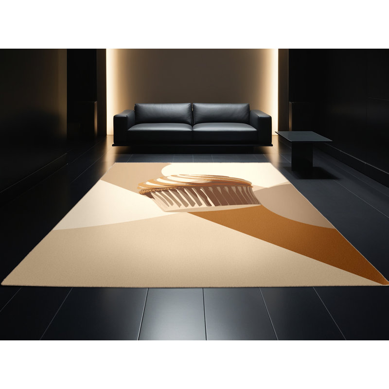 Tapis beige Aedan Muffin lavable à la machine - reliure beige, 5 x 7