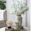 Vase en céramique 7,7 x 7,7 x 14,6 po avec motif floral vert