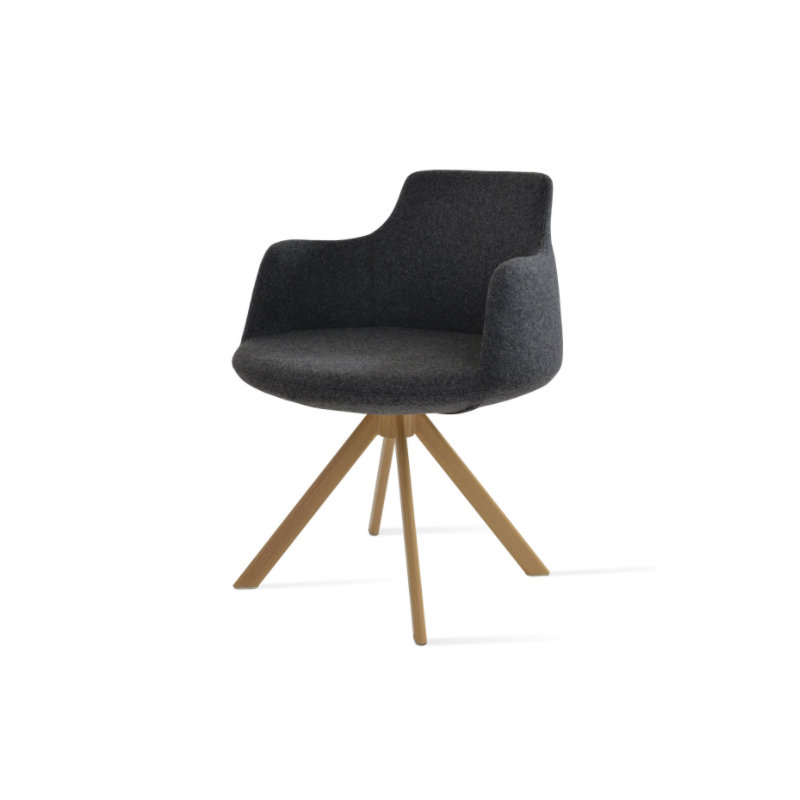 Fauteuil en laine Dervish, Naturel, Gris foncé