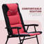 Mobilier de patio extérieur, rouge - 2 chaises berçantes pliantes et table en verre compacte pour balcon, véranda portative