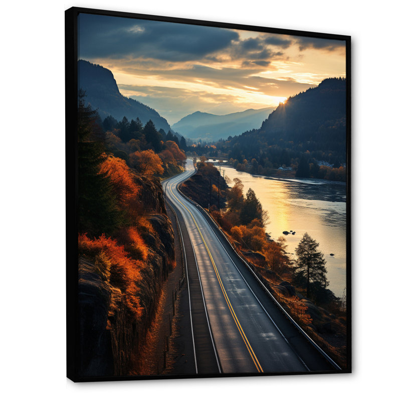 «USA Columbia River Gorge II», reproduction sur toile, H 32 po x l 16 po x P 1 po, Cadre flottant noir