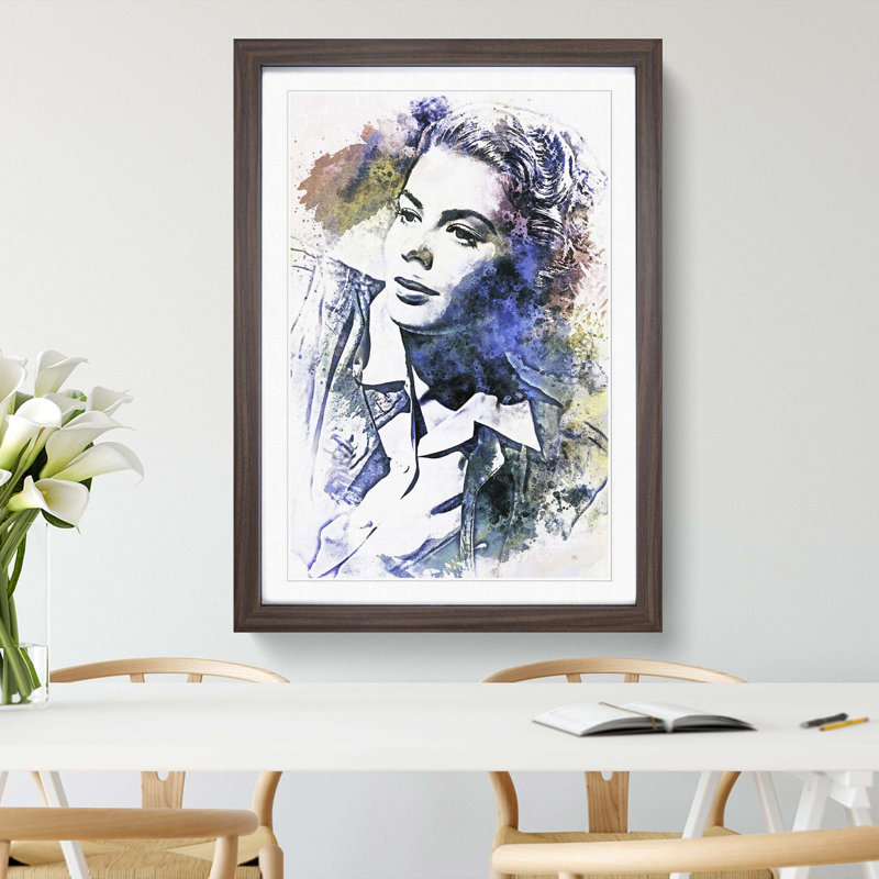 Ingrid Bergman in Abstract - Framed Print, Walnut, 60cm H x 40cm W x 2cm D