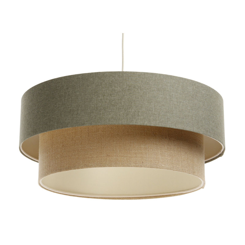 Zygi 1 - Light Cream Drum Pendant, Green Olive/Yellow Mustard