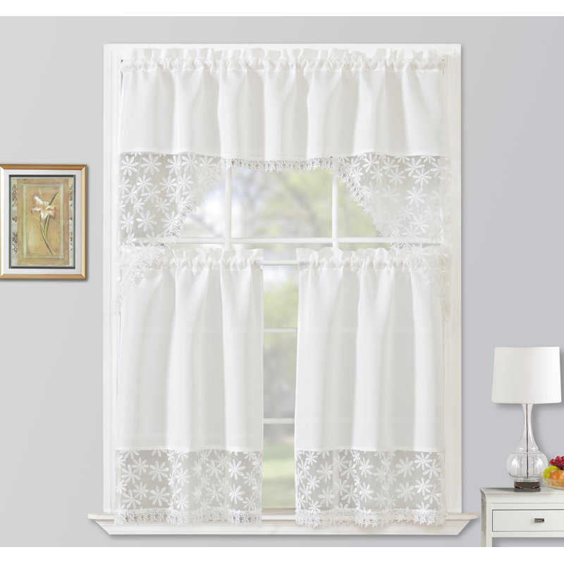 Ensemble de rideaux de cuisine brodés Pardue Macrame, Brun