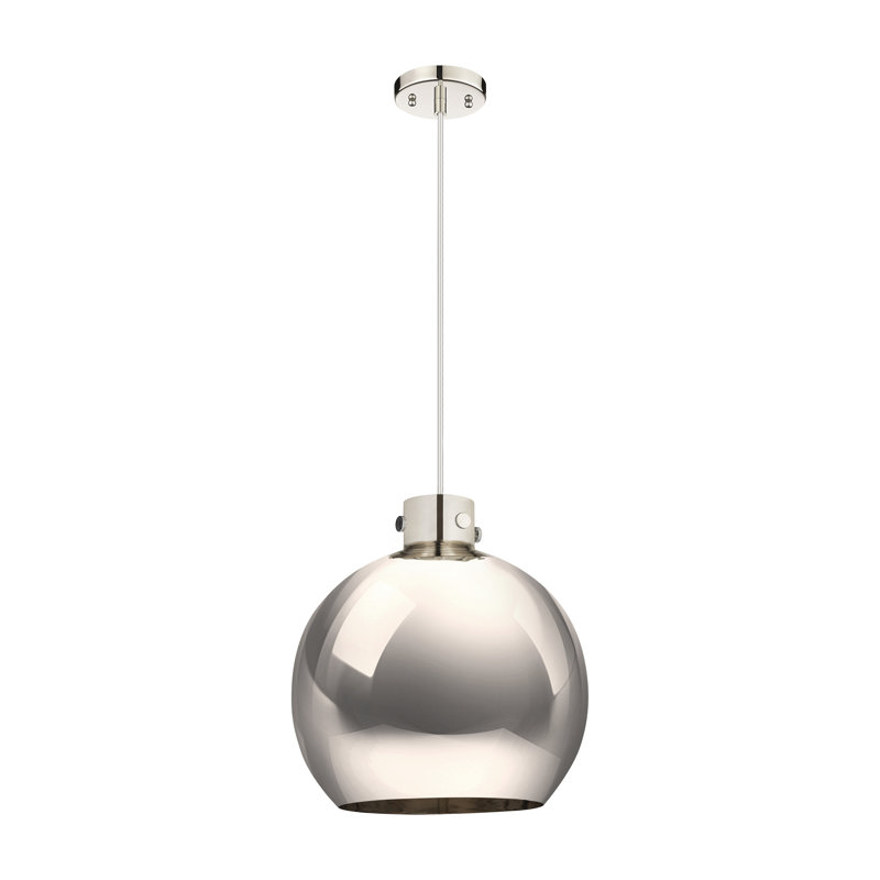 Luminaire suspendu en métal 1 lumière, H 17,13 po x l 16 po x P 16 po, Nickel poli, Nickel poli