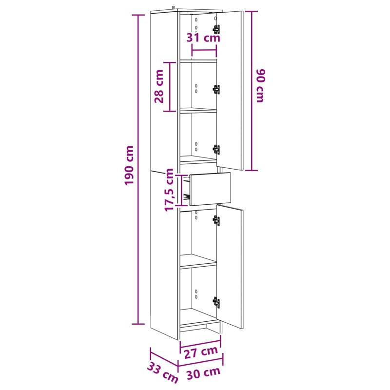 Engineered Wood Linen Cabinet, Black Oak