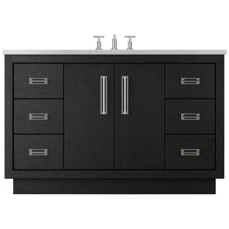 Avalon Single Extra Wide Bath Vanity, 54", Classic Black, Polished Chrome