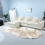 Canapé d'angle en bouclette blanche, grand canapé modulable à assise profonde, salon familial moderne-1990109076