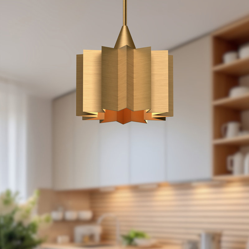 Luminaire suspendu géométrique 1 lumière Tindra, Doré vieilli, Or vieilli