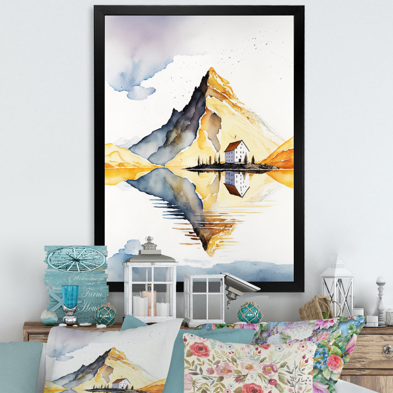 «White House by the Yellow Volcano», reproduction sur toile, Impression noire sur toile encadrée, H 20 po x l 12 po x P 1 po
