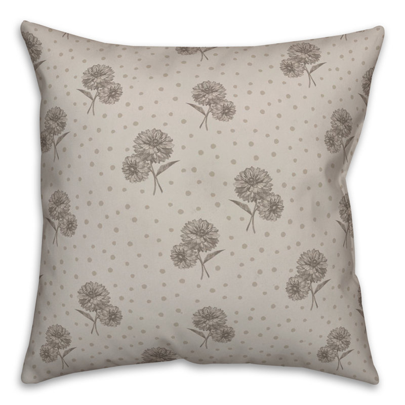 Floral Reversible Throw Pillow, Gray